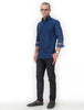 BLUE SHIRT WITH FLORAL PRINT DETAILS