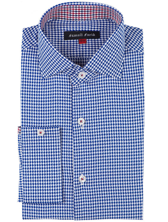 BLUE & WHITE HOUNDSTOOTH SHIRT