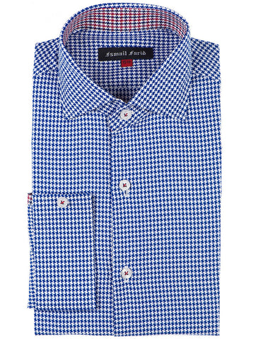 BLUE & WHITE HOUNDSTOOTH SHIRT