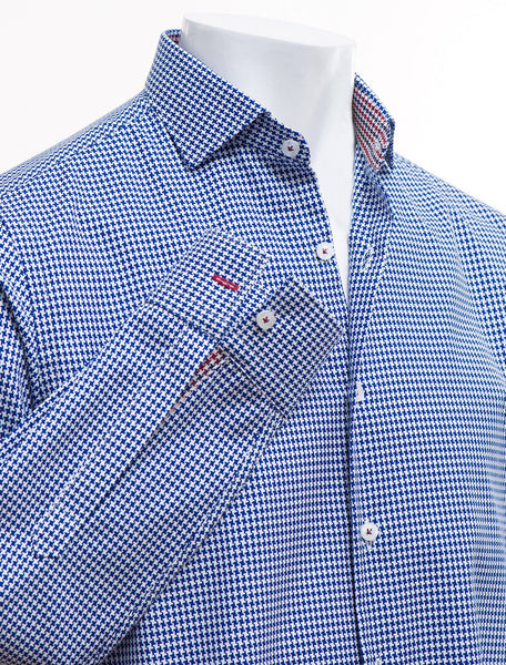 BLUE & WHITE HOUNDSTOOTH SHIRT