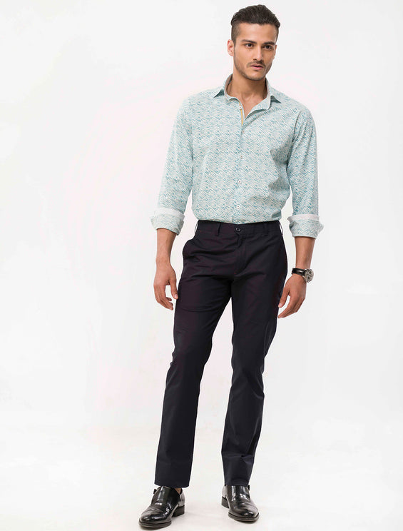 WHITE & BLUE PRINTED SHIRT