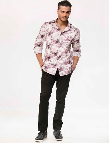 WHITE & MAROON ABSTRACT PRINT SHIRT