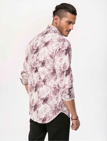 WHITE & MAROON ABSTRACT PRINT SHIRT