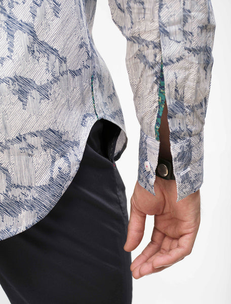 BLUE- SKETCH PRINT SHIRT