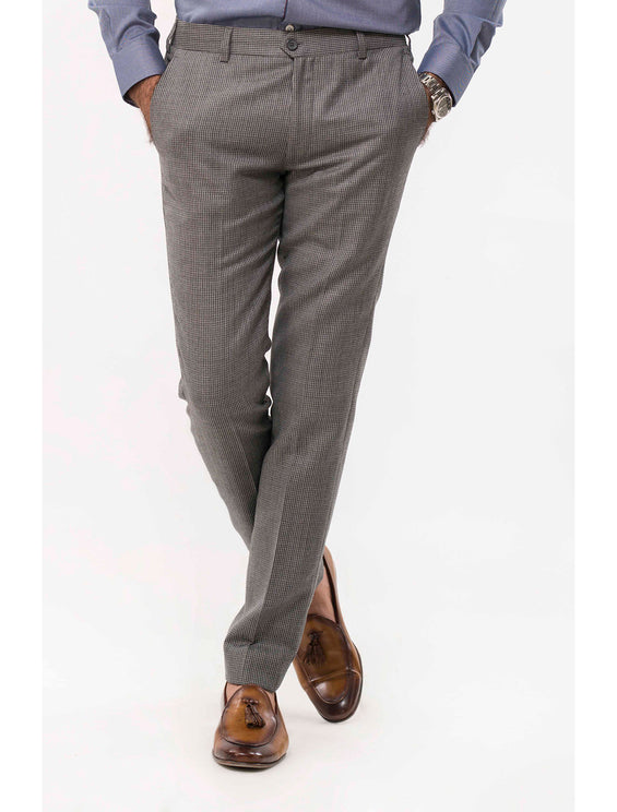 GREY PLAID TEXTURED PANT