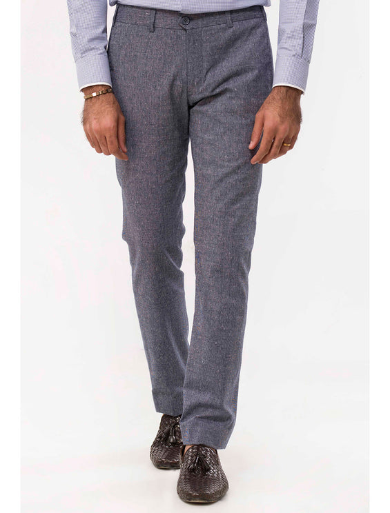 BLUE TEXTURED PANTS