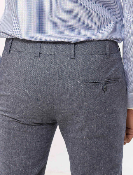 BLUE TEXTURED PANTS