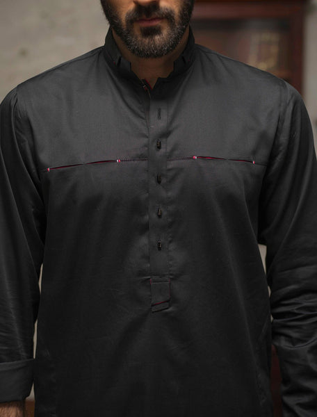 BLACK FRONT PANEL KAMEEZ SHALWAR