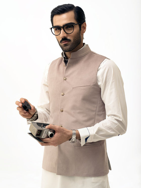 BEIGE SUEDE WAISTCOAT